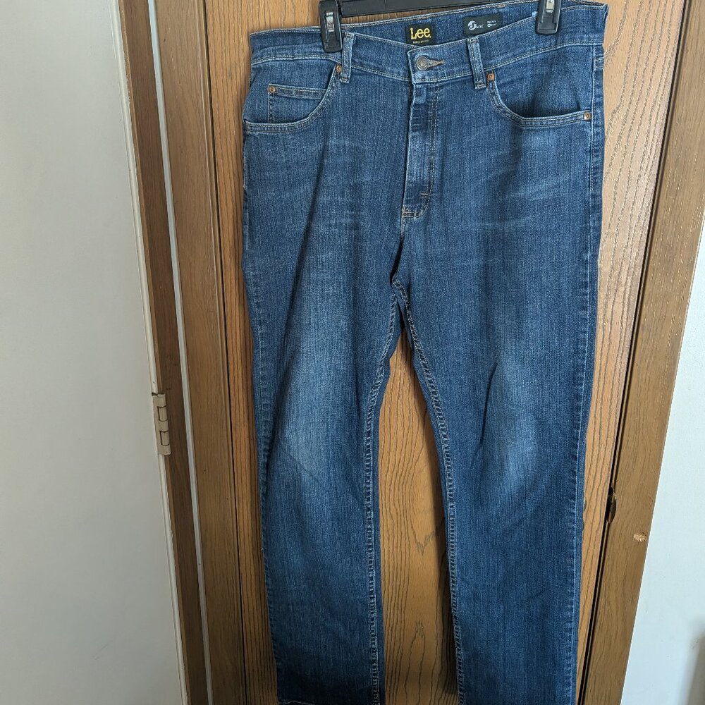 Lee Denim Jeans Regular Fit Stretch "Cone" Denim Straight Leg- Men's 34/34